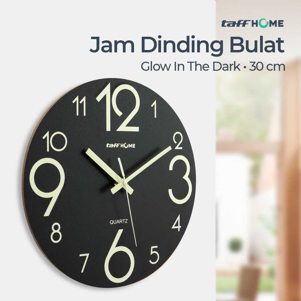 TaffHOME Jam Dinding Bulat Quartz Luminous Glow in The Dark 30cm - Win31
