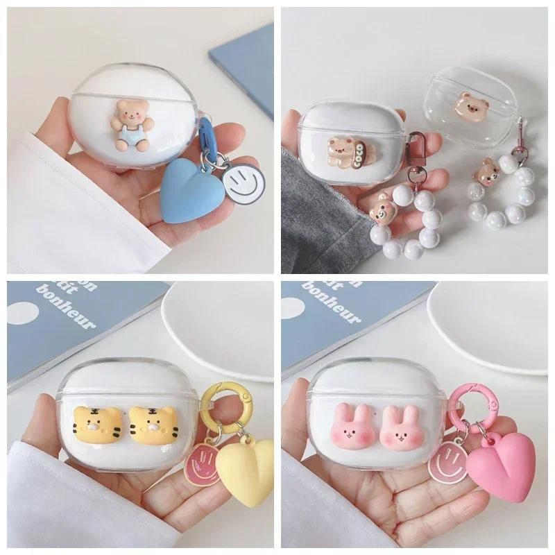For Realme Buds T310 Case Cute Bear/Cartoon Animal Keyain Cover Silicone Transparent Earphone Cover 