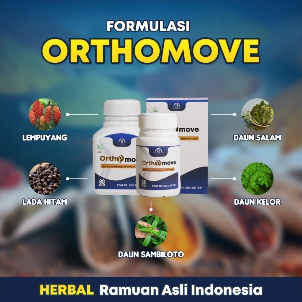ORTHOMOVE HERBAL ORIGINAL BPOM - Obat Herbal Nyeri Pinggang Saraf Kejepit isi 30 kapsul ORTHO MOVE B