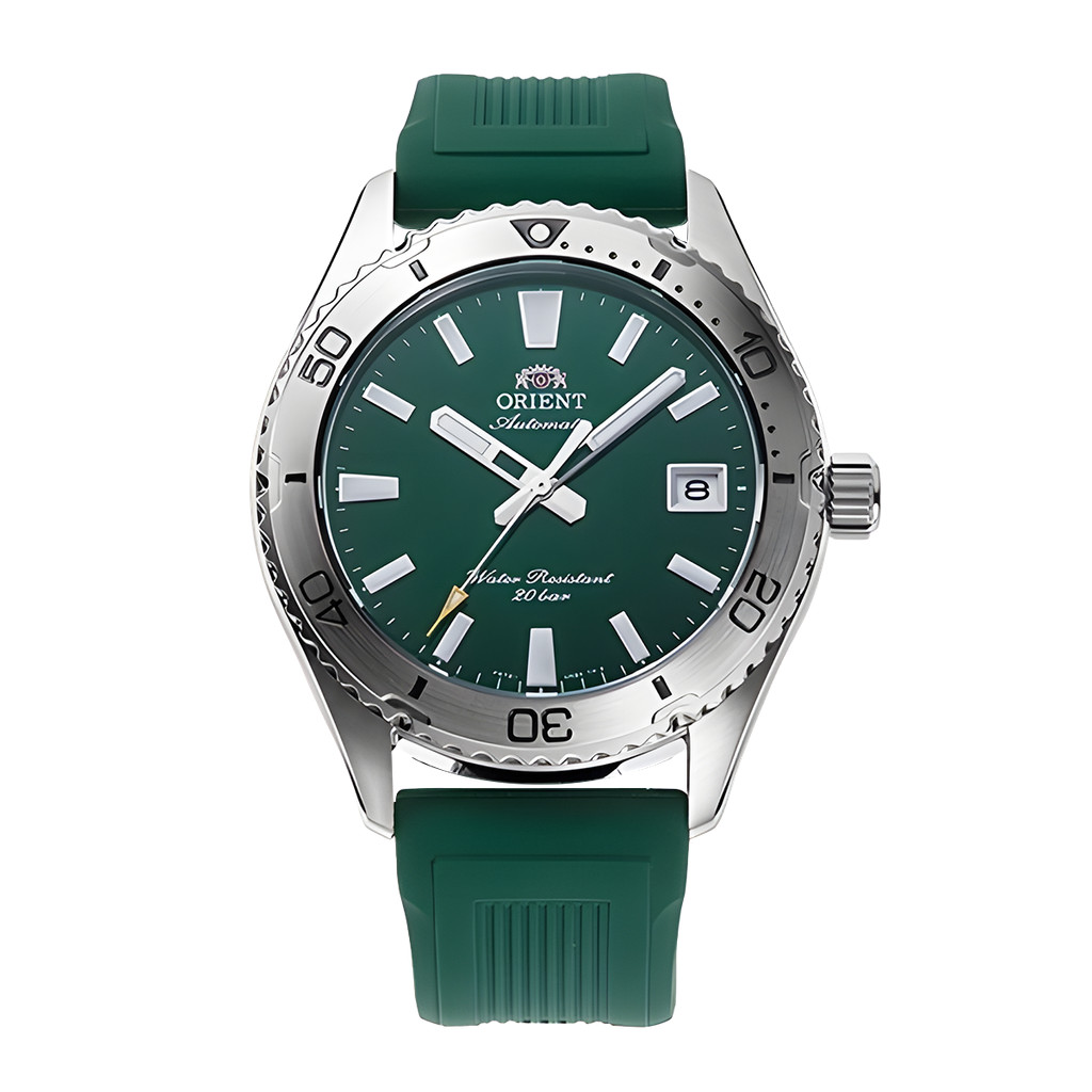Jam Tangan Pria Orient Mako RA-AC0Q11E Automatic Green Dial Green Rubber Strap