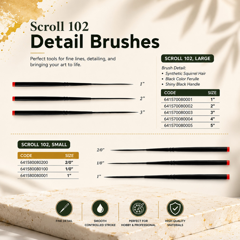 De Goya Brush Scroll 102 - Kuas Lukis Pinstriping & Lettering Synthetic Squirrel