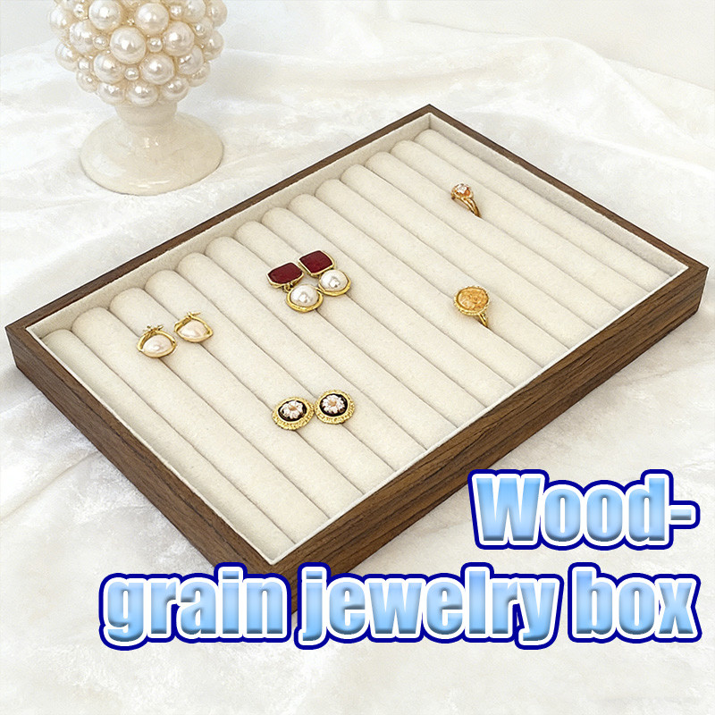 Kotak perhiasan kayu Display Nampan Cincin Kalung Bludru Tray Sekat Jewellery Laci Kalung
