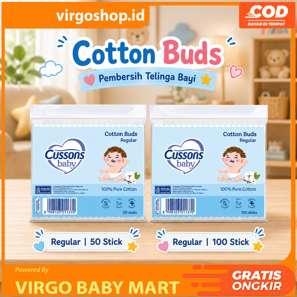 Cussons Baby Cotton Bud Regular - Pembersih Telinga Bayi 100 stik / 50 stik