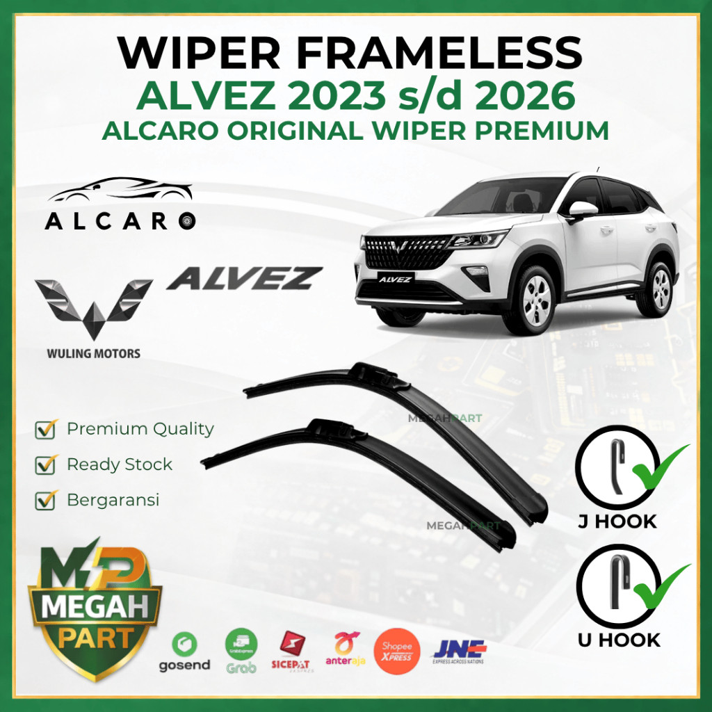 Wiper Frameless ALVEZ 2023 s/d 2026 Original Alcaro - Sapu Kaca Wuling ALVEZ - Wiper Wuling ALVEZ - 