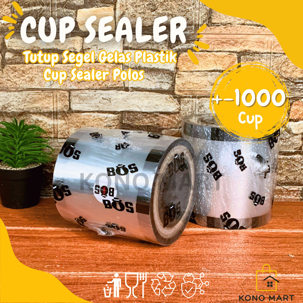 Kono Mart - Cup Sealer Gelas Plastik / Lid Cup Sealer 1000 pcs Polos Motif Kartun Drink Thankyou