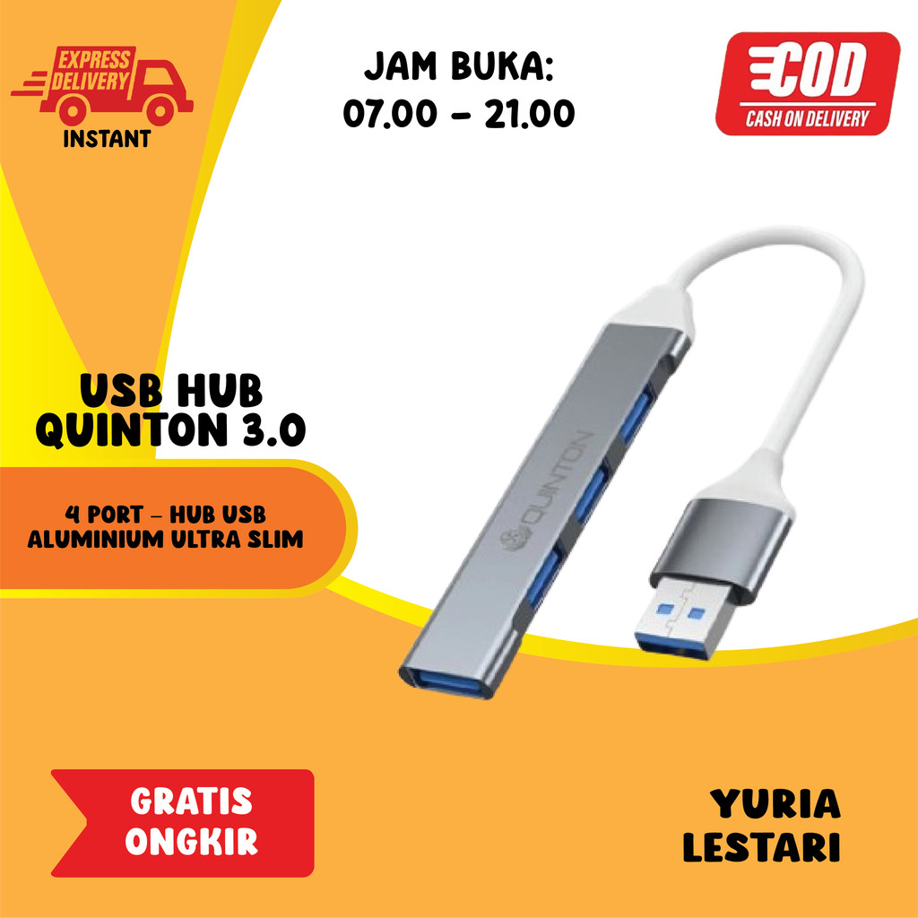 USB Hub Quinton 3.0 4 Port – Hub USB Aluminium Ultra Slim best