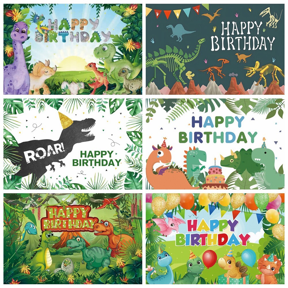 Kain Background Foto Tema Dinosaurus & Hewan Kartun - Dekorasi Pesta Ulang Tahun Anak Aesthetic, Tap