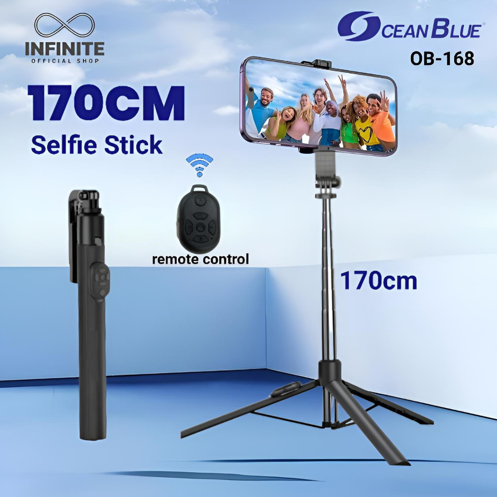 (Gajah_Duduk) Tongsis Tripod Konten Kreator OB168 170cm Selfie Stick Adjustable 360° Holder Hp OCEAN