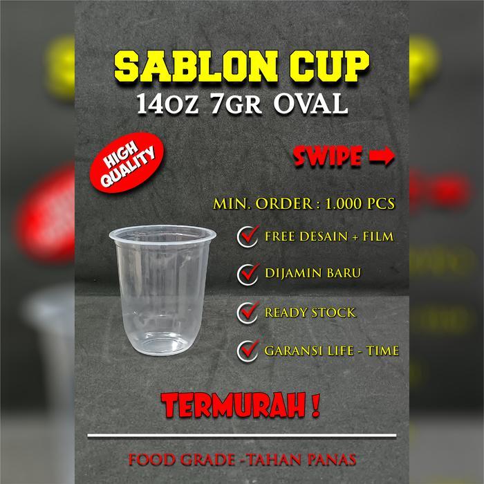 ellastore9 Sablon Cup Plastik PP Oval 14 oz 7 gram BSM | Sablon 1 Warna