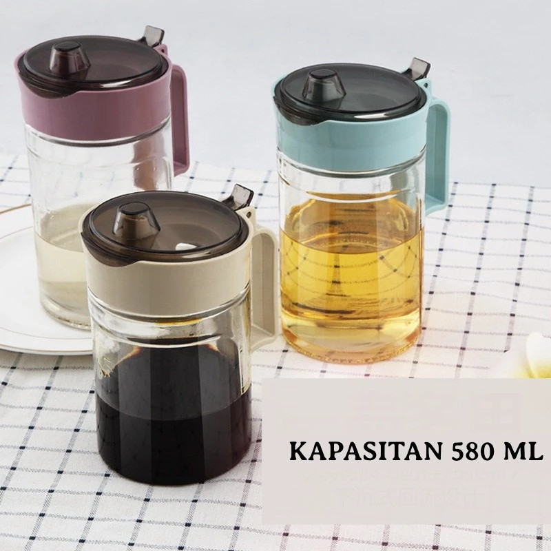 (FYA) Glass OIL POT single maiden 580ML Tempat Minyak Bahan Kaca Olive Oil Pot