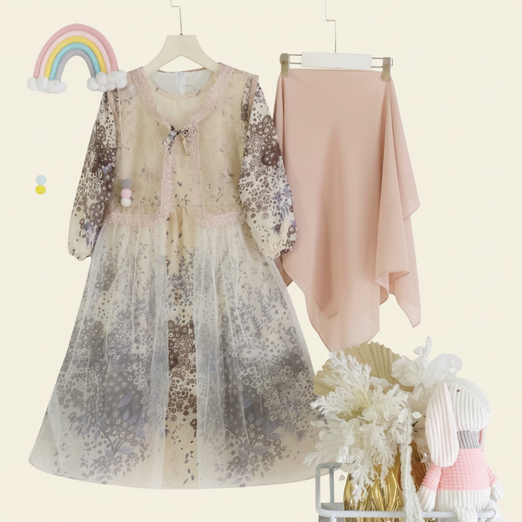 Kikan dress kids | Gamis Anak Perempuan Cantik Premium | Baju Muslimah Kids Adem Nyaman Cocok Untuk 