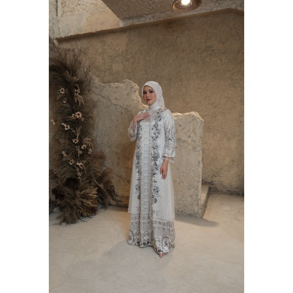 Kaleela X Javina Madeena Signature Dress Dewasa - Broken White