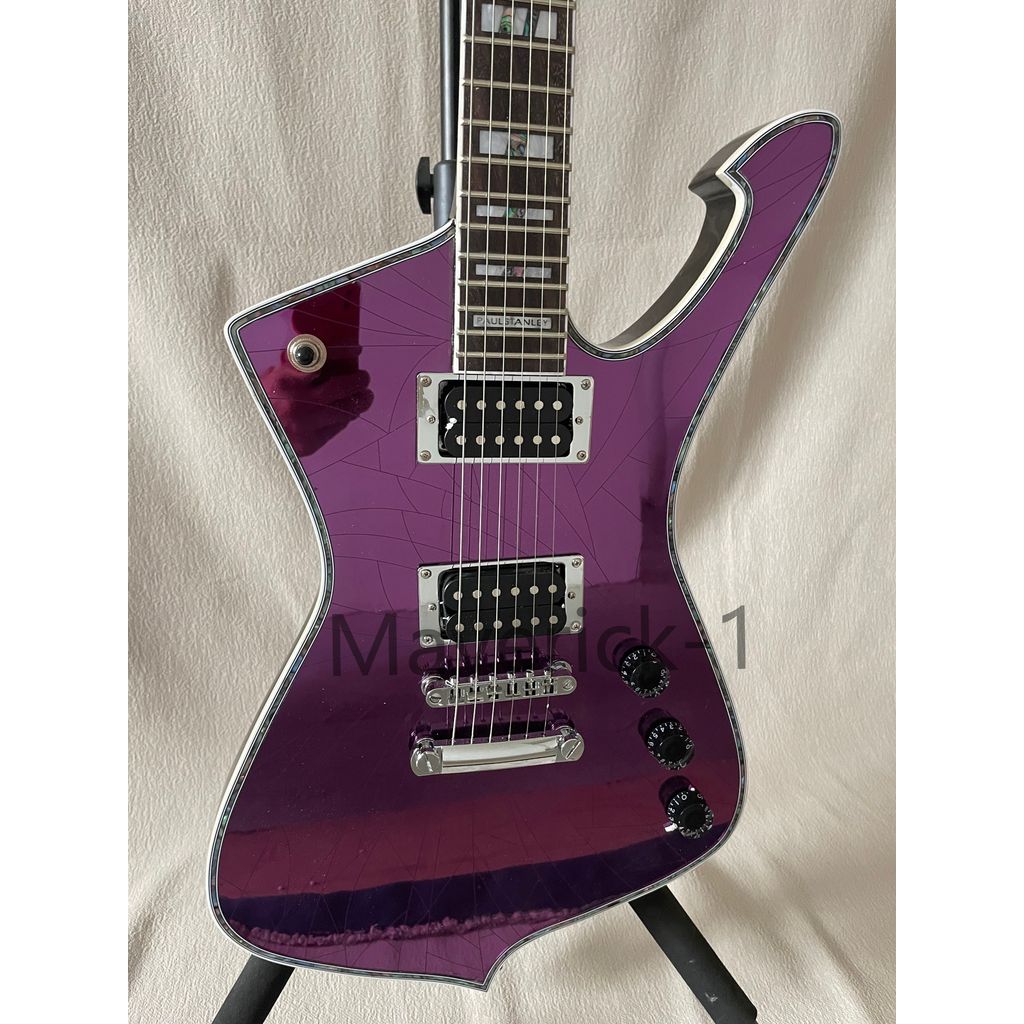 Purple Mirror Iceman Paul Stanley Use Style  Electric Guitar Pickguard Abalone Body Binding Chrome H