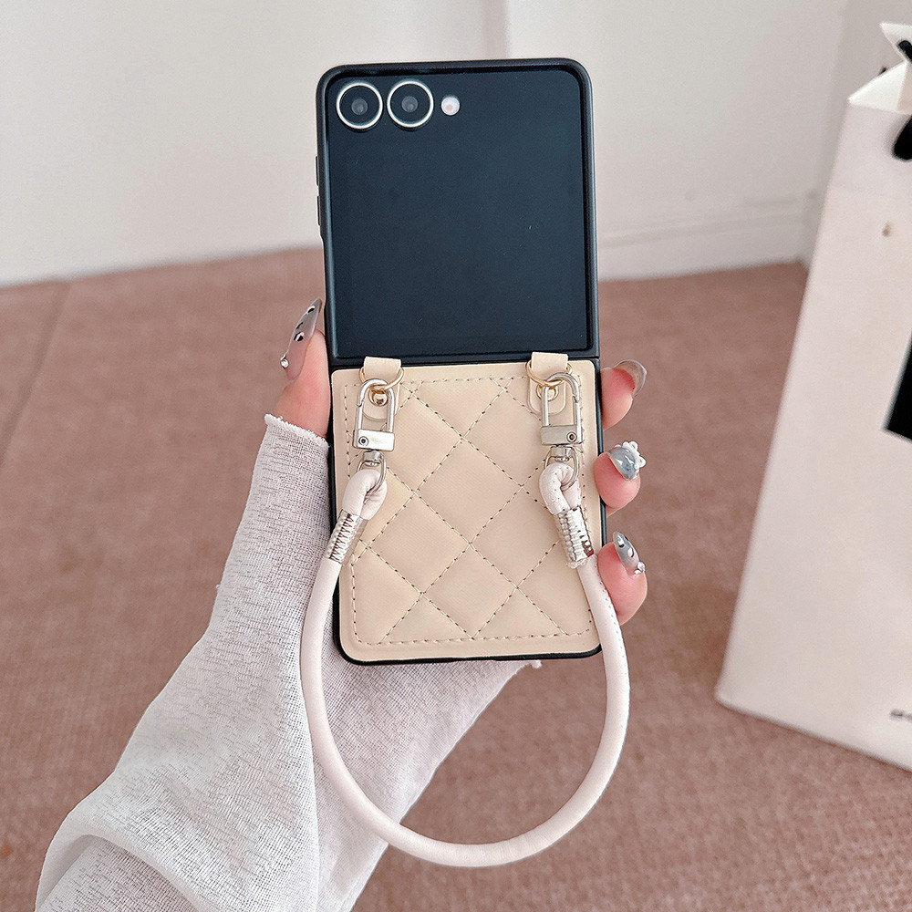 Case Samsung Galaxy Z Flip 7 6 Galaxy Z Flip 5 4 3 Casing ponsel berbahan kulit berlian, bukan gelan