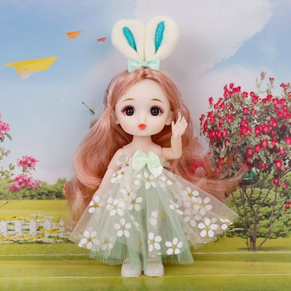 Full Set Doll Big Eyes 16cm BJD Doll 16cm Figure Movable Cute Face BJD Doll 13 Joints Sweet Bjd Mini