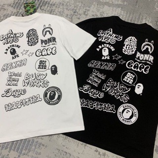 Kaos A Bathing Ape T-shirt Original BAPE trendy ape head graffiti logo letter printing casual T-shir