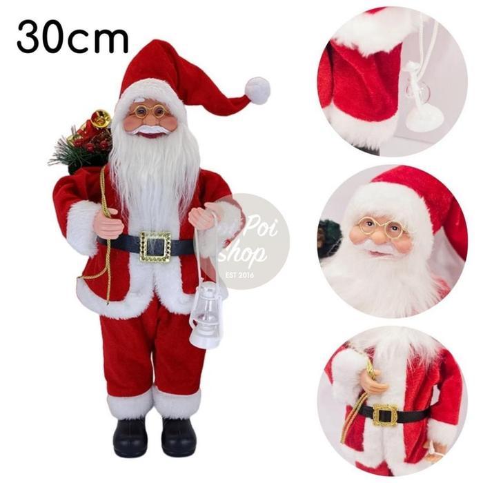 Patung Santa Natal 30cm 45cm 60cm Jumbo Polos Figur Boneka Santaclaus Premium Sinterklas Christmas H
