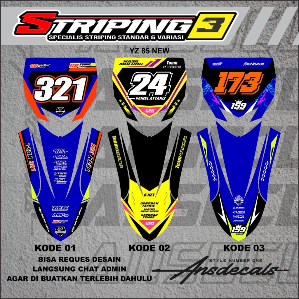 Stiker Papan Nomor Dan Sticker Spakbor Depan Yz 85 New Spakbor Yz85 Stiker Yz85