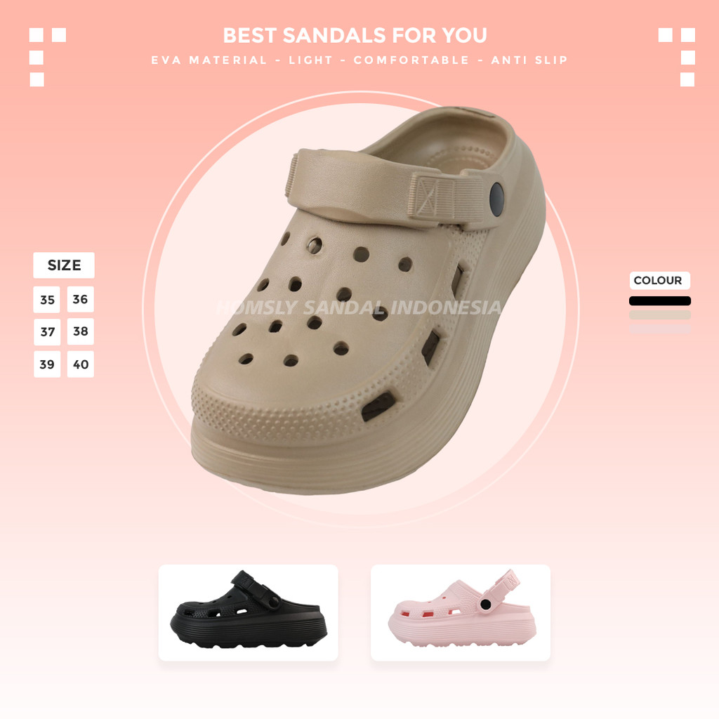 Sandal Kodok Wanita Slip On Sandal Baim Polos Karet EVA Anti Slip Lembut 2502-13