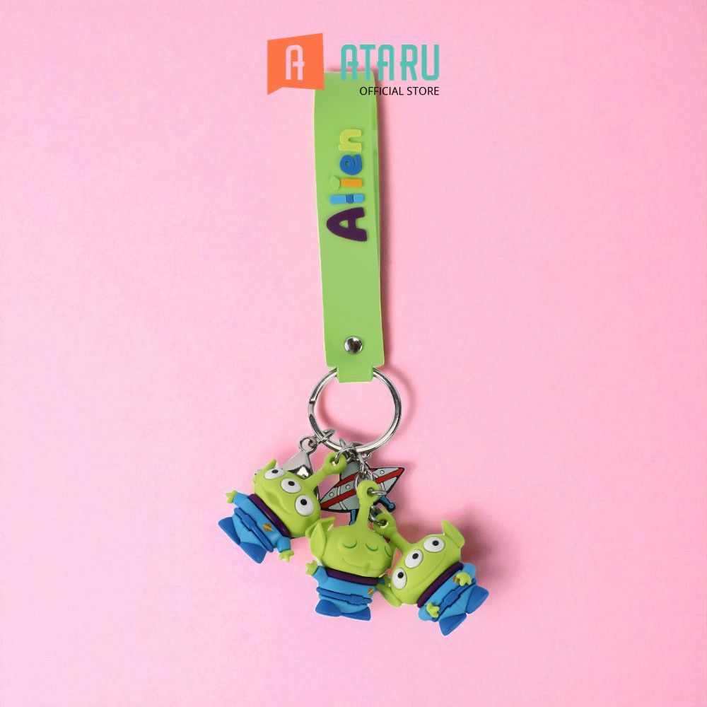 Ataru Disney Toy Story Gantungan Kunci Alien - Hijau Key Chain Penanda Kunci Serbaguna Key Ring Acce