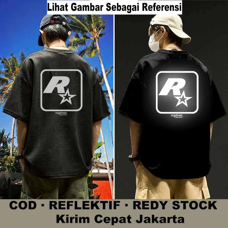 COD Reflextif Silver Menyala Sablon BINTANG LIFE Baju Kaos Hitam Kaos Cotton Combed 24s Reguler Unis