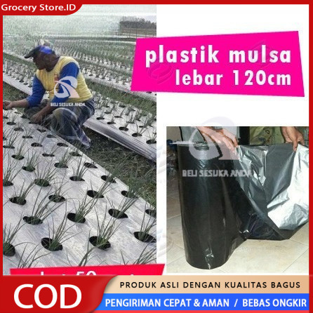 Mulsa Plastik Hitam Perak 1 Roll (250m x 60-120cm) - Plastik Mulsa Pertanian Murah