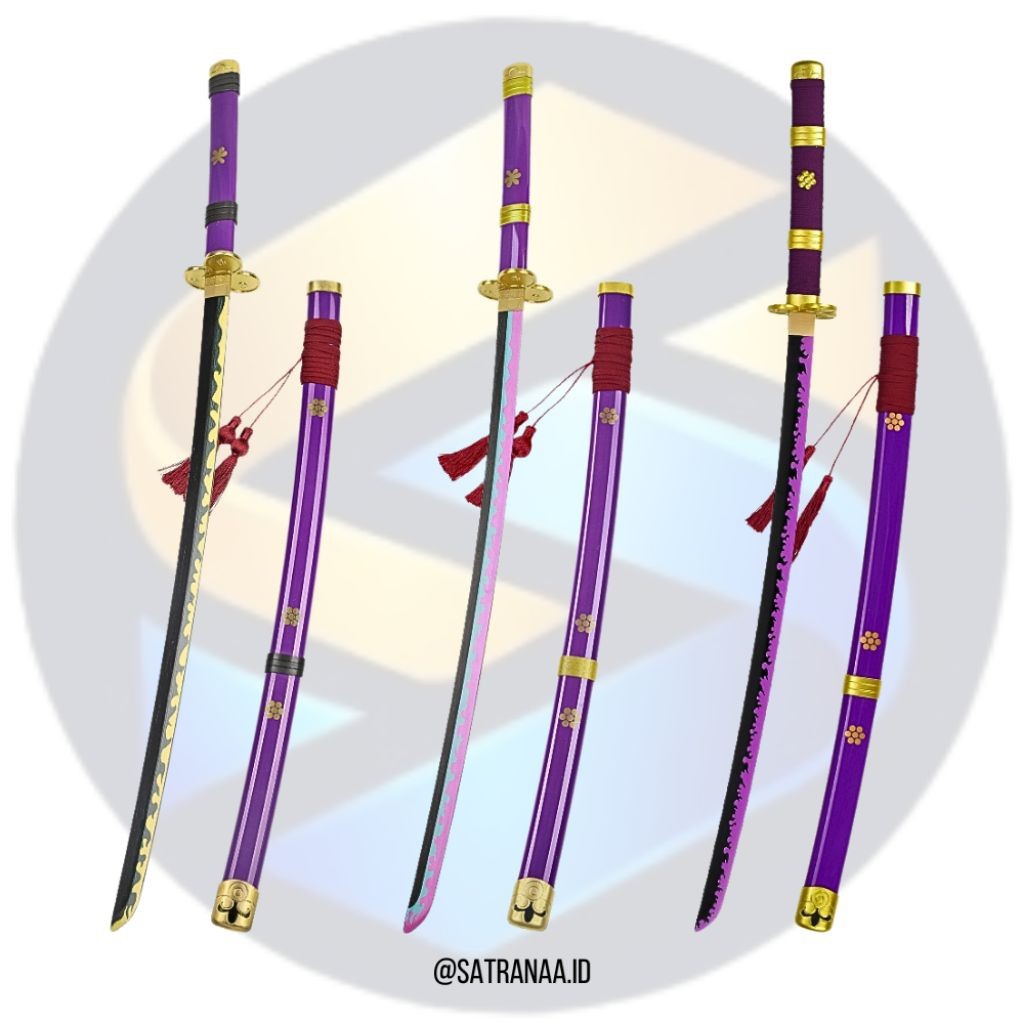 Koleksi Katana Enma Ungu Roronoa Zoro Model Anime OP Dekorasi Jepang