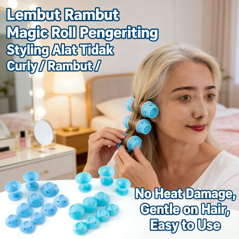 Pengeriting Rambut Rambut 10Pcs Magic Rambut Tidak Panas Alat Lembut Rol