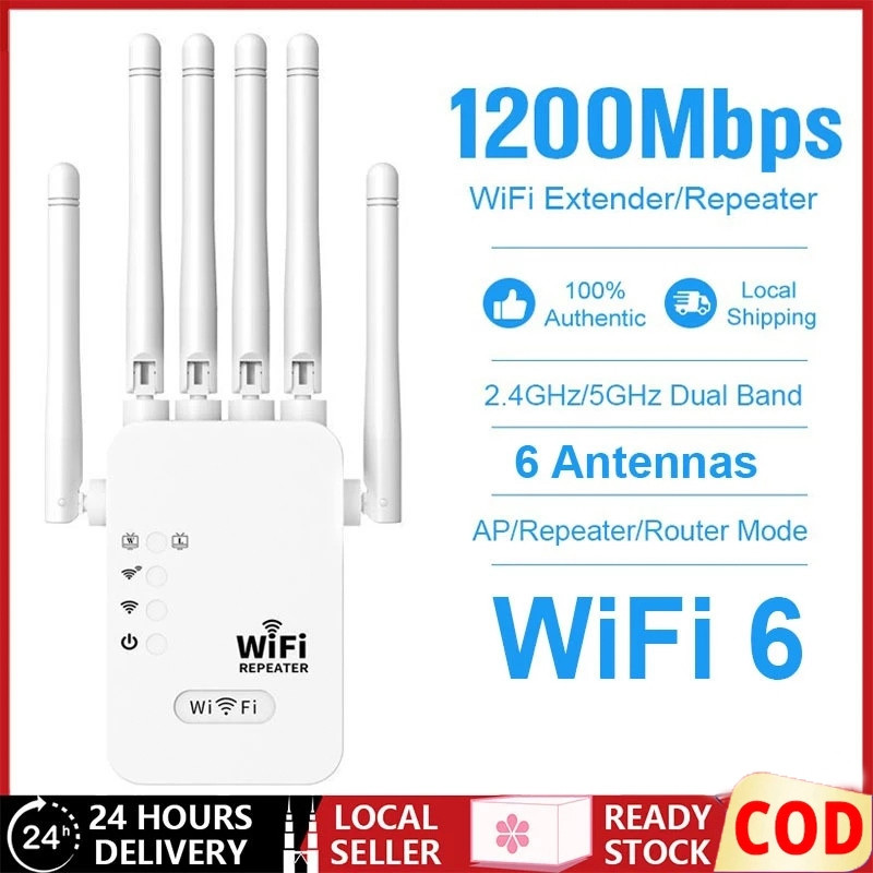 REPEATER WIFI - 4/6 Antena WiFi Range 1200Mbps Extender/Wireless Repeater/Wifi Extender - Signal Ran