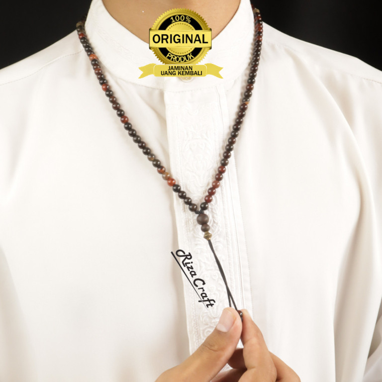 Kalung Tasbih Pria Wanita Kecil Batu Yaman Sulaiman Wulung Merah Madu Habasyi Akik Kristal Alam ASLI