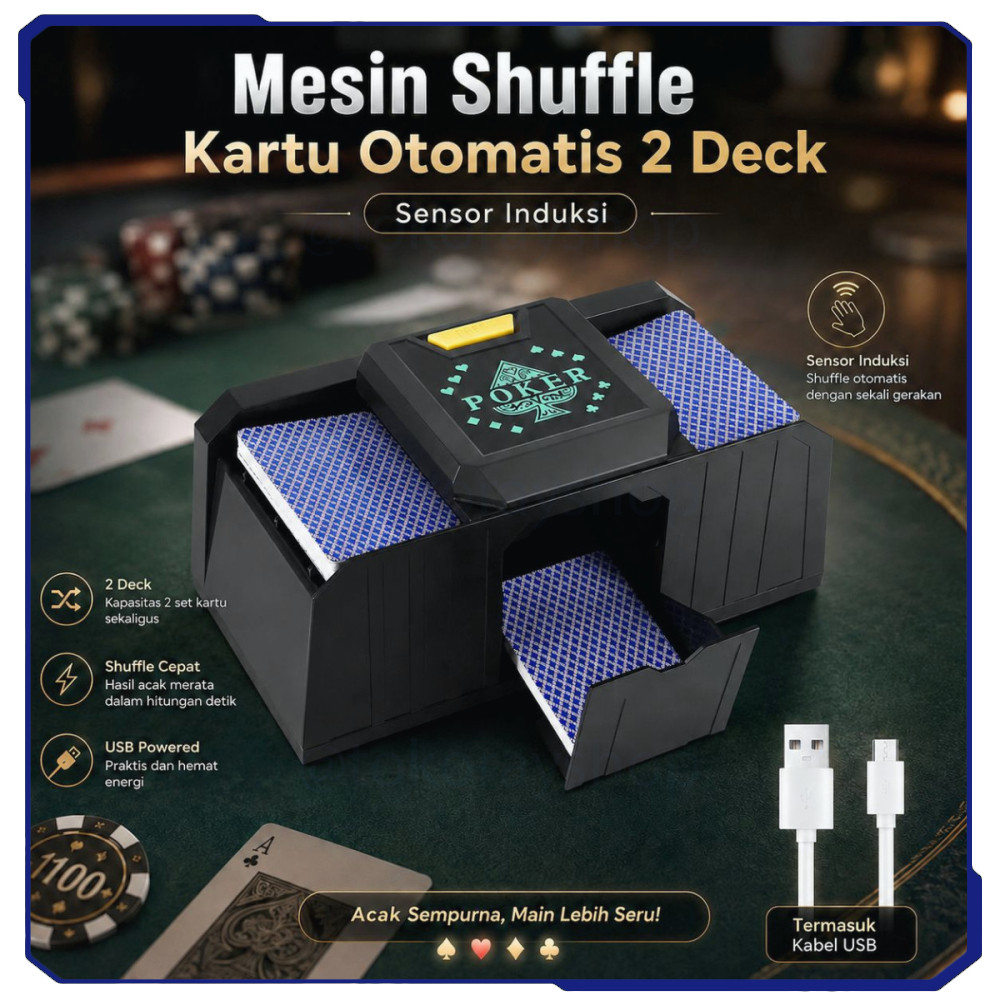 Mesin Kocok Kartu Otomatis 2 Deck Shuffle Machine Bridge UNO Games - S-44