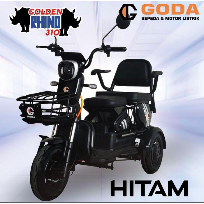 Sepeda Motor Listrik Roda 3 Rhino 310 Goda Maleo 3 Bangku Keranjang - black