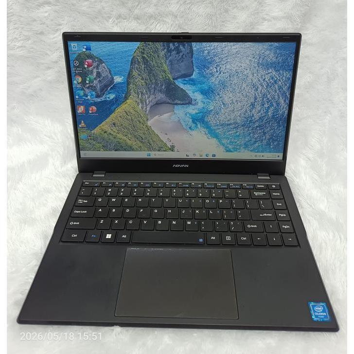 LAPTOP ADVAN SOULMATE 1405 CELERON N4020 RAM 8 GB MMC 128 GB HITAM MULUS