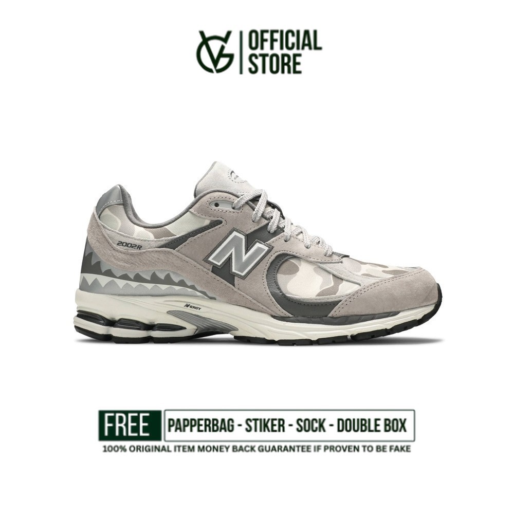 Sepatu Sneakers New Balance BAPE X  2002R APES TOGETHER STRONG GREY CAMO' Original Authentic Unisex