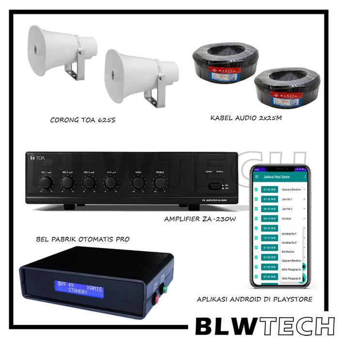 READY Paket Lengkap Bel Pabrik /Bel Sekolah Otomatis BLWTECH Ampli Toa Kabel