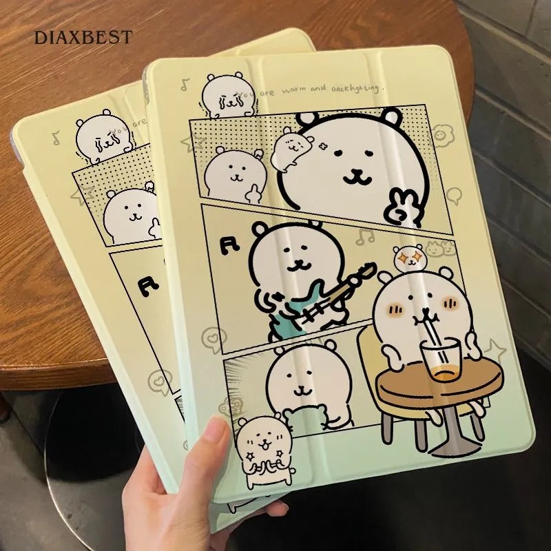 Beruang lucu Case Tablet 2in1 Bisa Dilipat + Anti Jatuh Cocok untuk ipad Air1/2 Gen 5/6 9,7 ” /iPad 