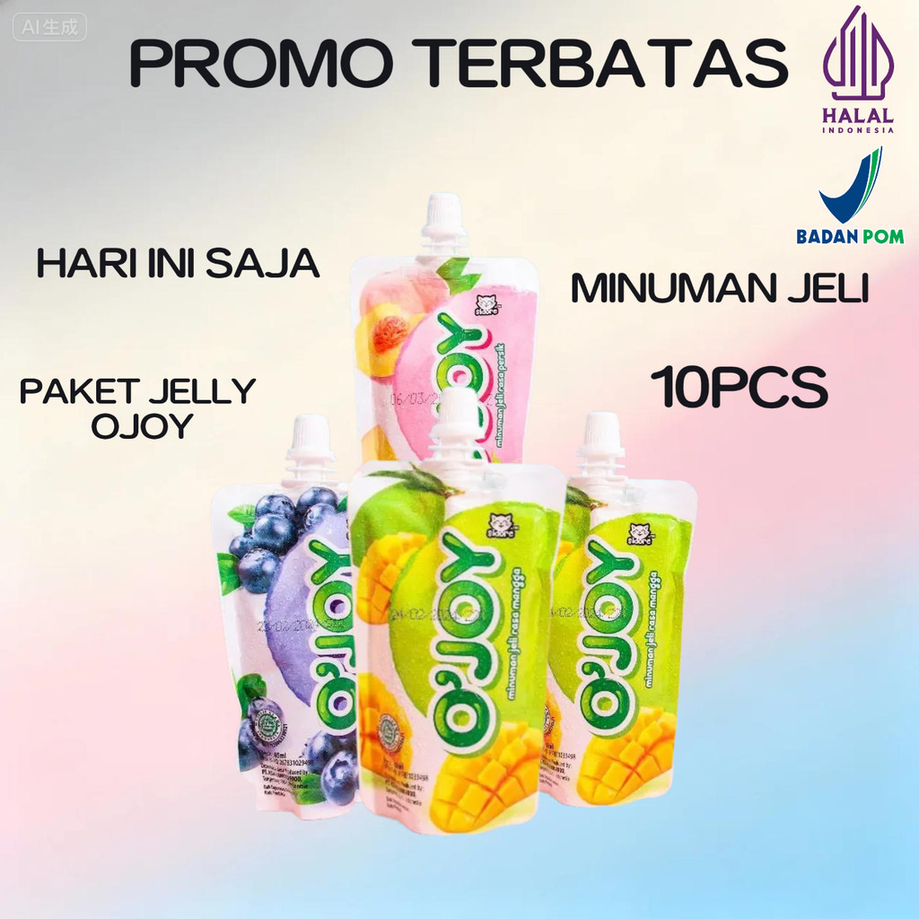PAKET OJOY 10PCS MINUMAN JELLY OJOY ISI 10 PCS Peach Blueberry Jeli  Food Mangga Strawberry ojoy PRO