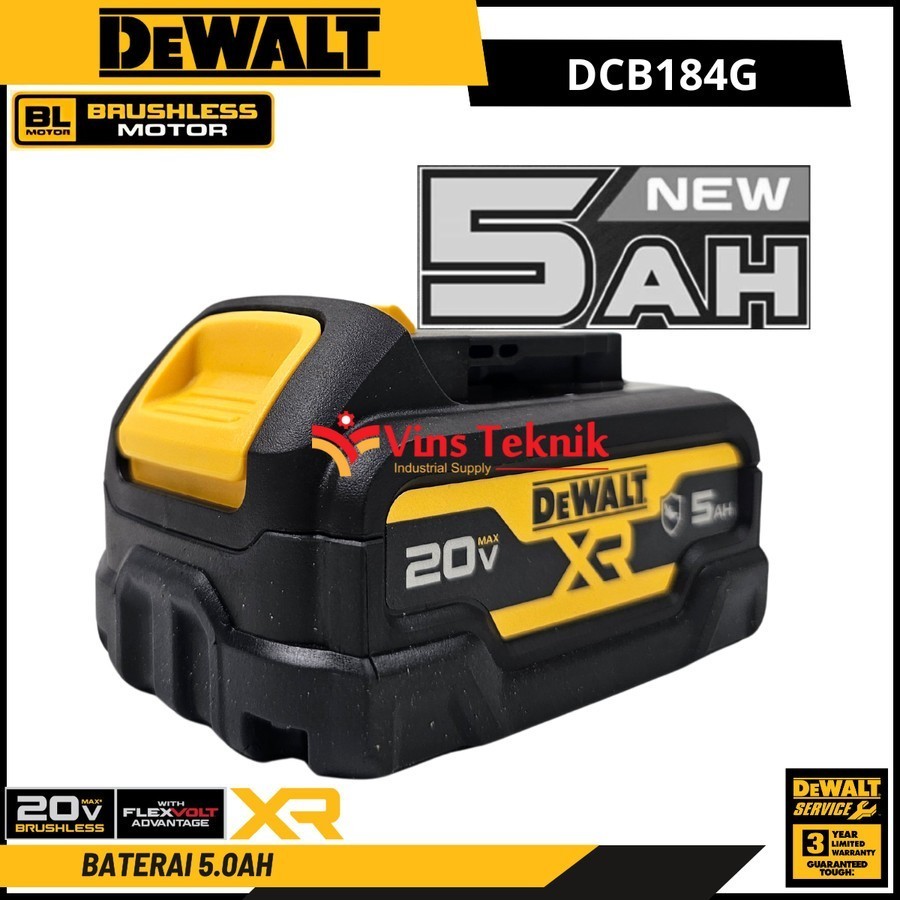 Battery DCB184G Baterai Dewalt 20Volt 5ah DCB184