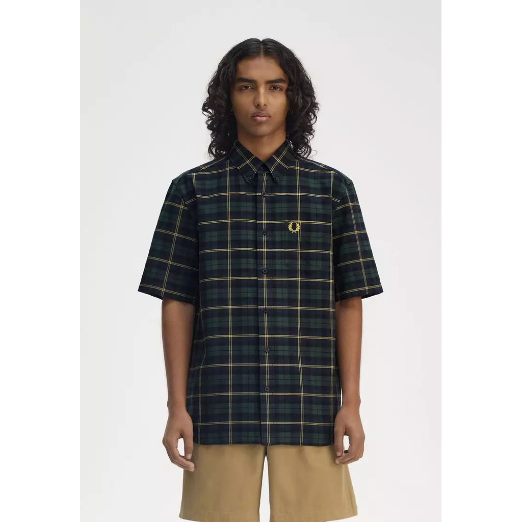 FP FRED PERRY TARTAN short sleeve SHIRT kemeja pendek pria