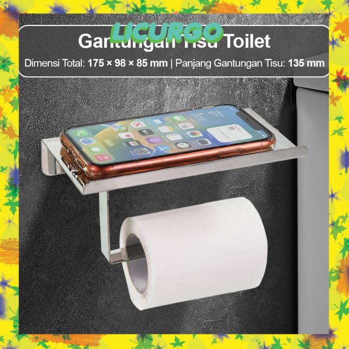 Tempat Tisue Stainless / Roll tisu kamar mandi toilet/ handphone - Chrome