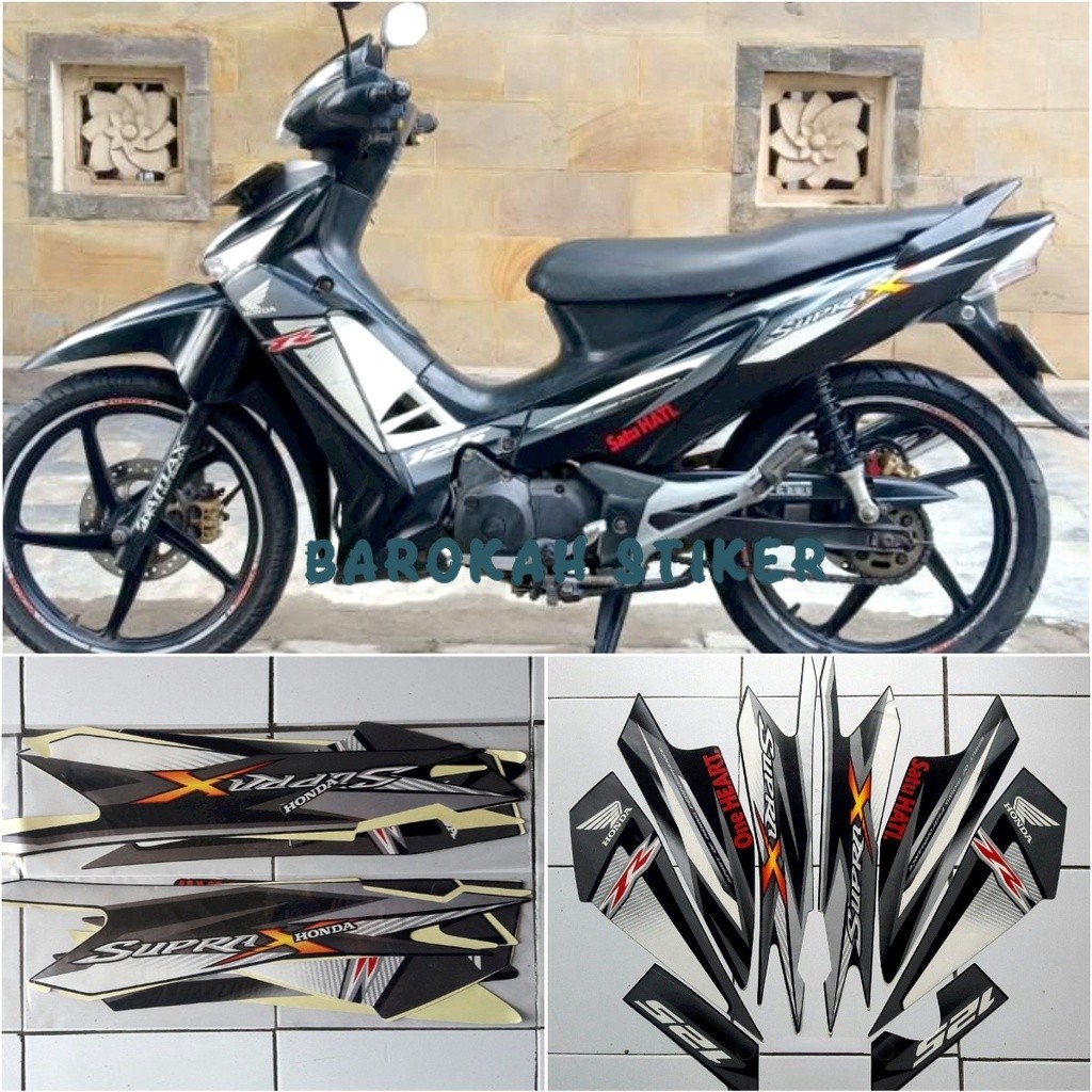 STRIPING STICKER LIST MOTOR HONDA SUPRA X 125 R 2013 HITAM FULL BODY