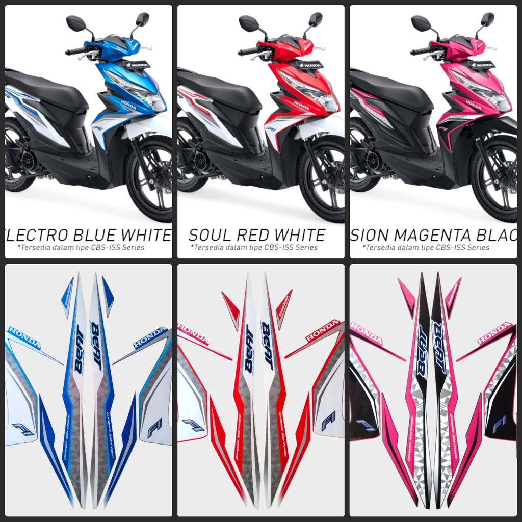 STRIPING STICKER LIST MOTOR HONDA BEAT FI ESP IDLING 2017 MERAH FULL BODY