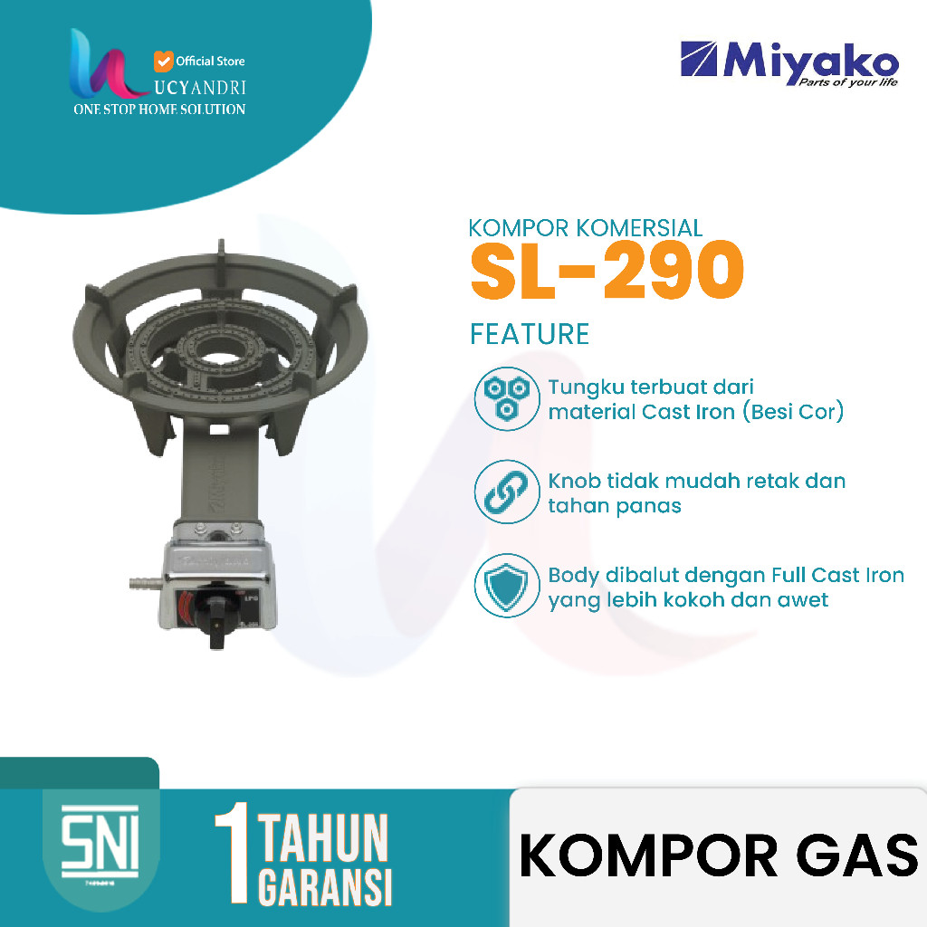 Miyako Kompor Gas Komersial SL-290 – 1 Tungku Api Besar, Tahan Lama