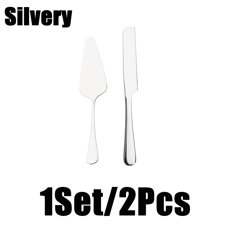 1set/2pcs Stainless Steel Cake Shovel Server Set Western Cheese Bread Knife For Baking Cake Wedding 