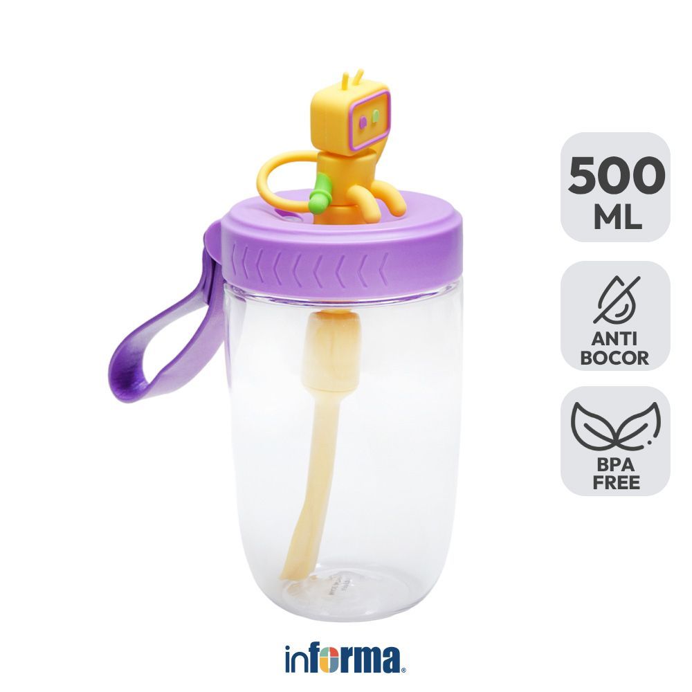 Informa Appetite Prim Botol Minum Tritan Dengan Sedotan & Strap 500 ml - Ungu Tumbler Botol Air Temp