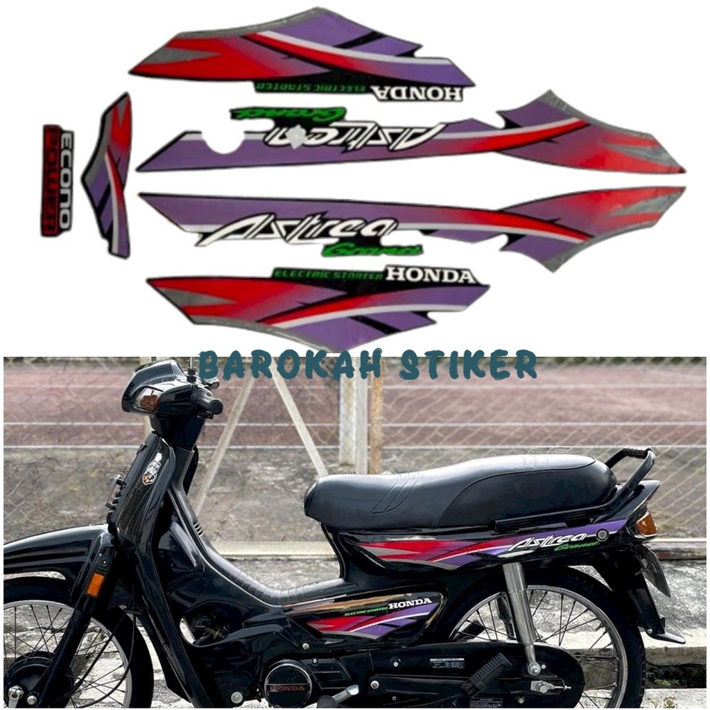 STRIPING STICKER LIST MOTOR HONDA ASTREA GRAND 96 1996 HITAM MERAH FULL BODY