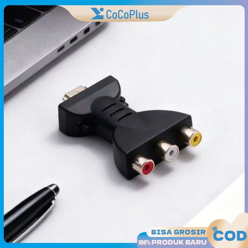 Mini Adaptor HDMI To AV Full HD 1080P Port 3 Warna RCA Audio Video Kualitas Gambar Jernih Untuk TV A