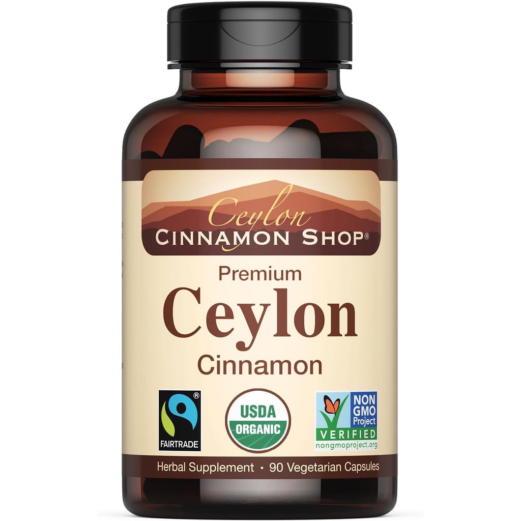 CeylonCinnamonShopOrganicCeylonCinnamon(100%Certified)Supplement,90Capsules