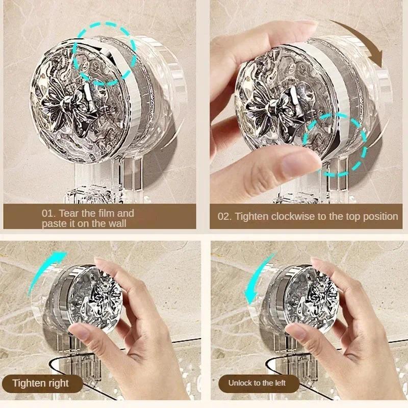 Shower Suction Cup Shelf Basket Light Glacier Pattern One Second Installation bathroom Organizer Sto