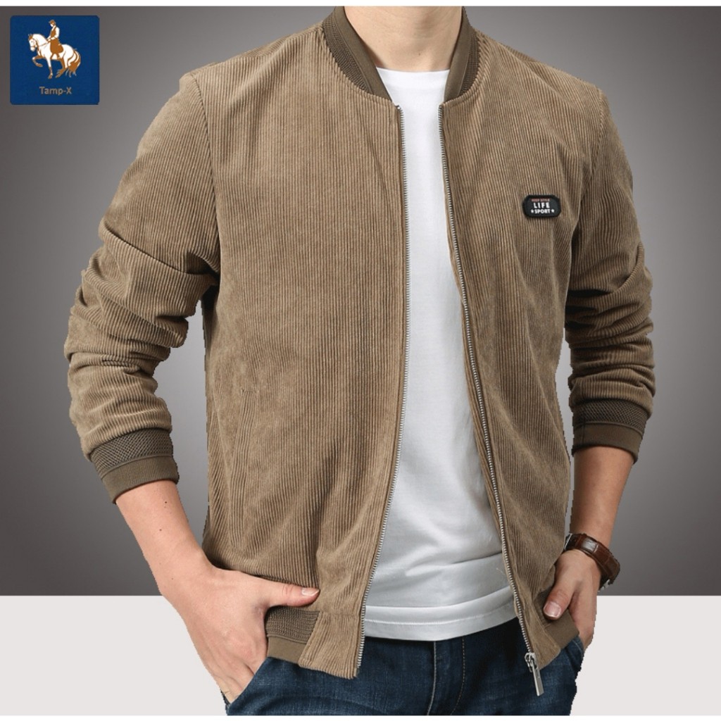 (Bintang angkasa) Tamp-X Big Size Jaket Pria Boxy Corduroy Casual Zipper Korean Style Jumbo Premium